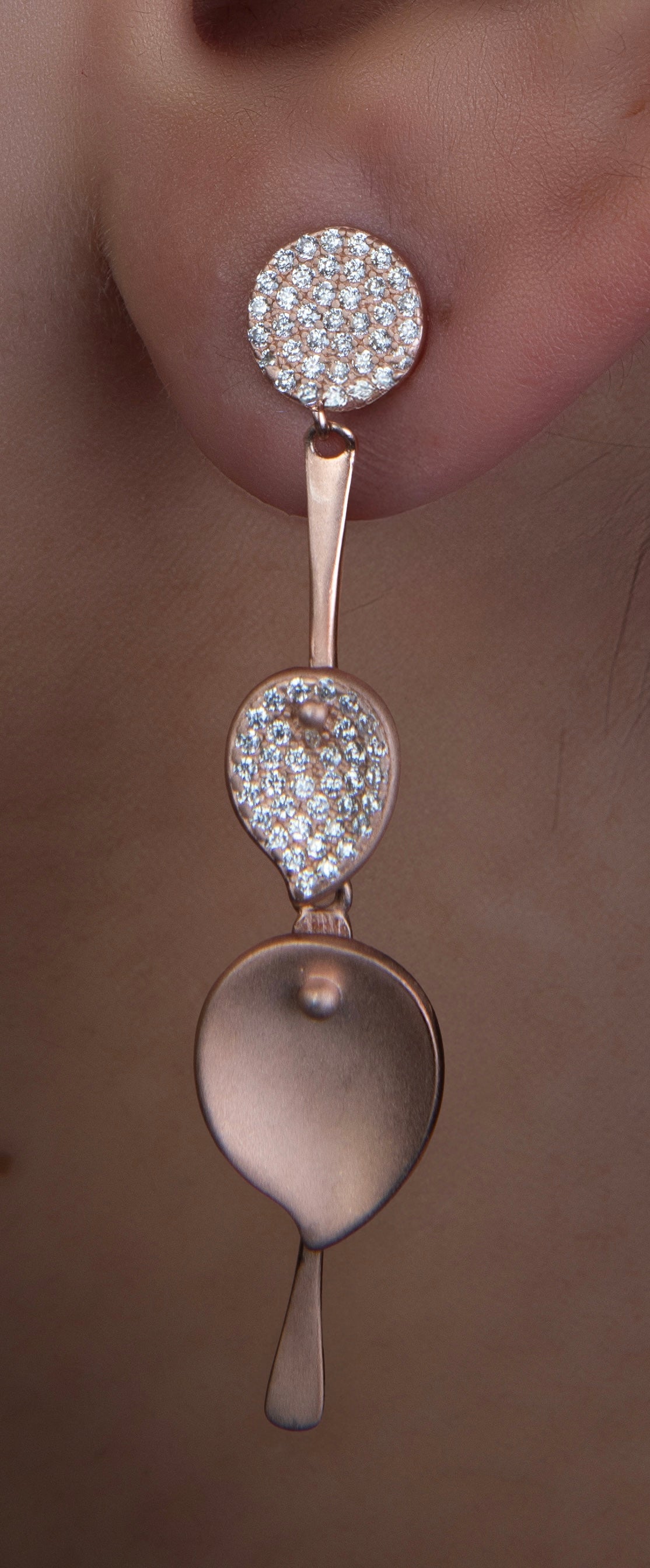 Rose Gold Plated Leafy Drop Earrings