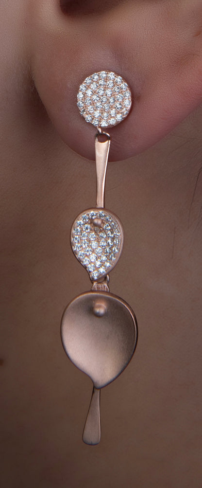 Rose Gold Plated Leafy Drop Earrings