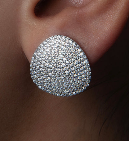 Diamond bedded button Earrings
