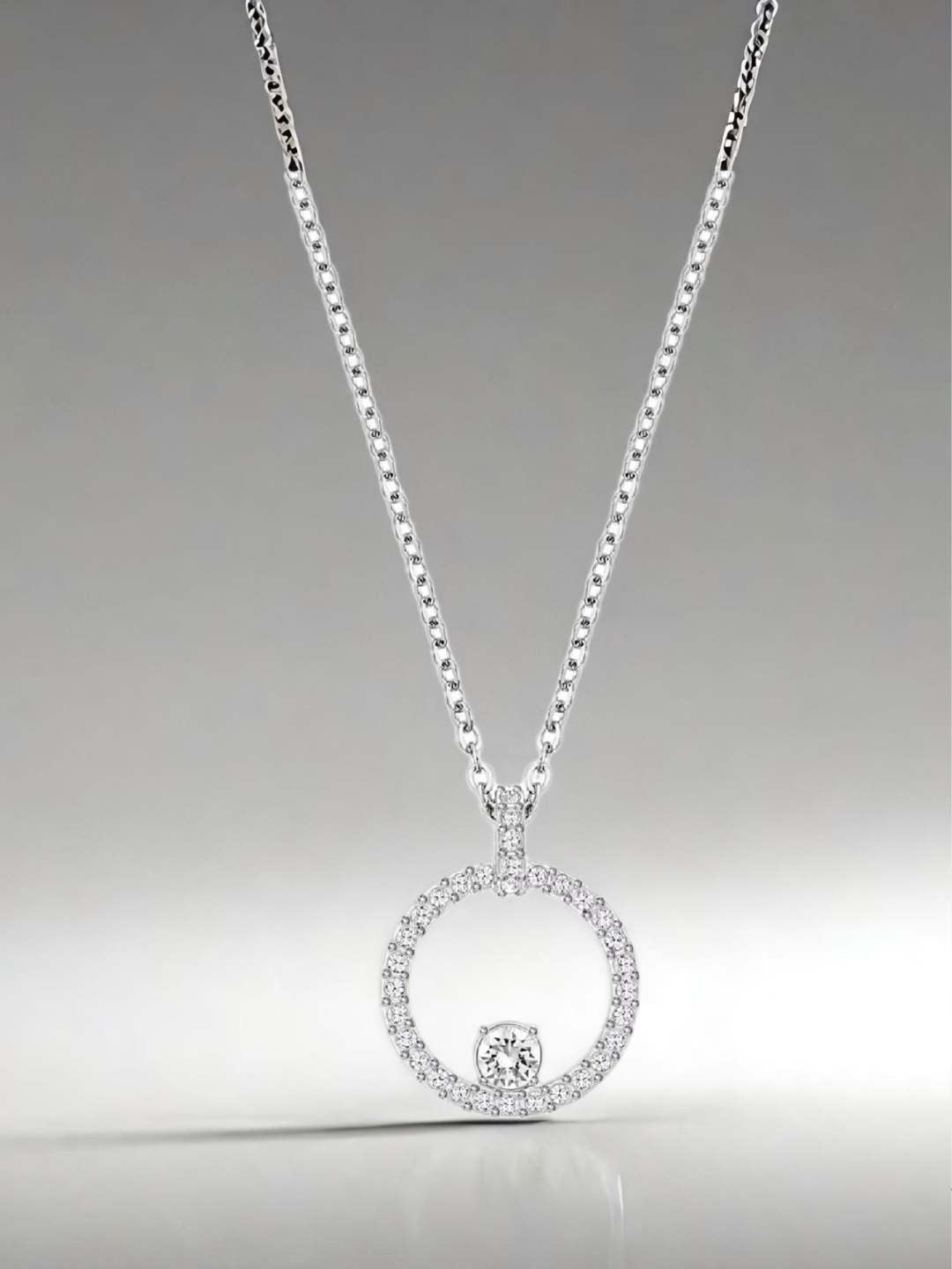 Radiant Circle Diamond Pendant Necklace