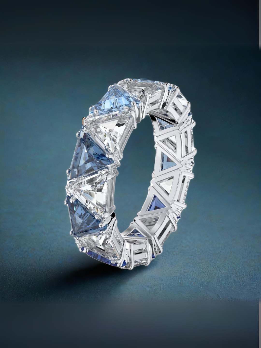 Triangular Twilight Eternity Diamond Ring