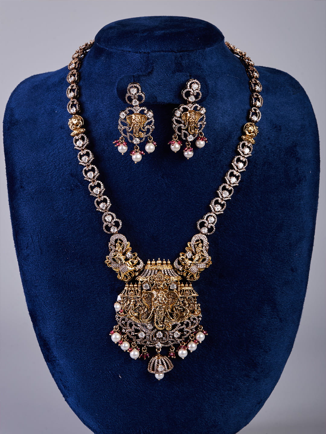 Devashree Antique Temple Necklace Set (Long)