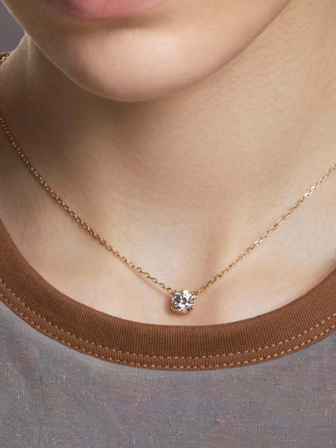 Modern Minimalist Diamond Pendant Necklace