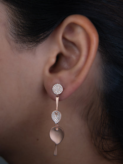 Rose Gold Plated Leafy Drop Earrings