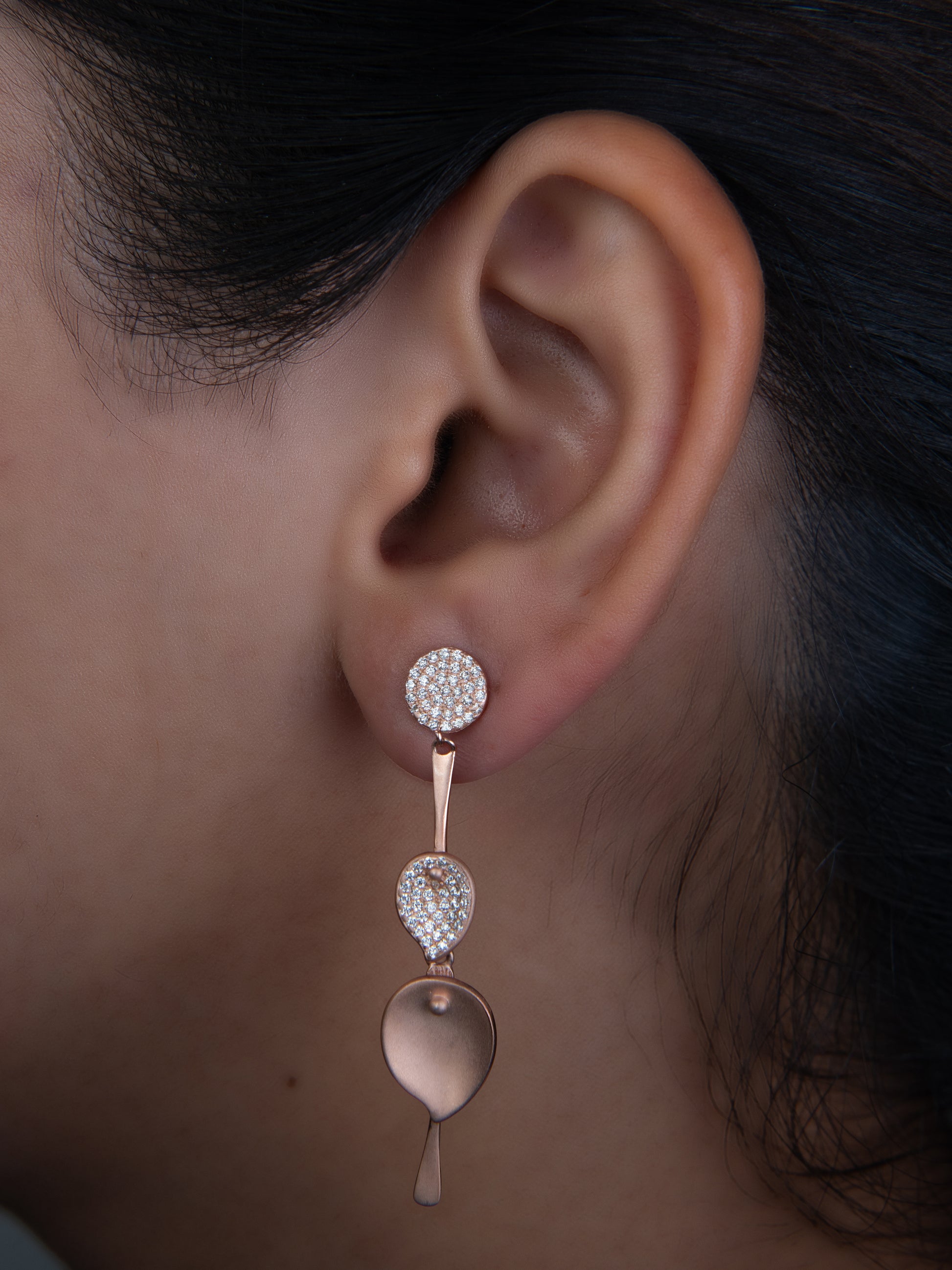 Tansi Jewels Rose Gold Plated Leafy Drop Earrings