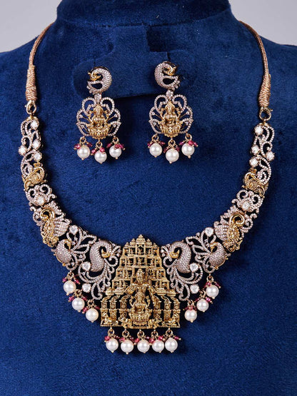 Tansi Jewels Abhitha Antique Temple Necklace Set