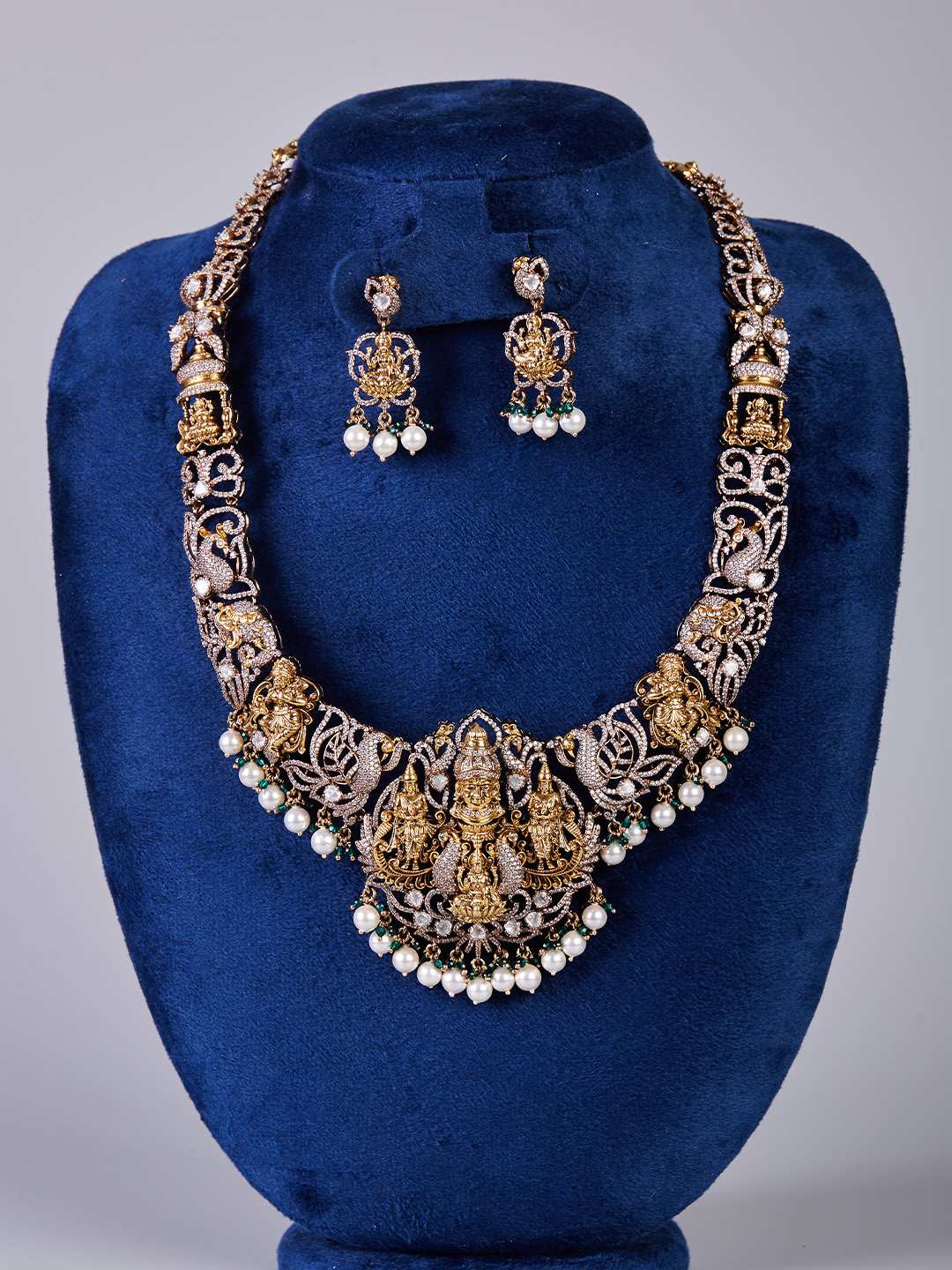 Tansi Jewels Agnira Antique Temple Long Necklace Bridal Set