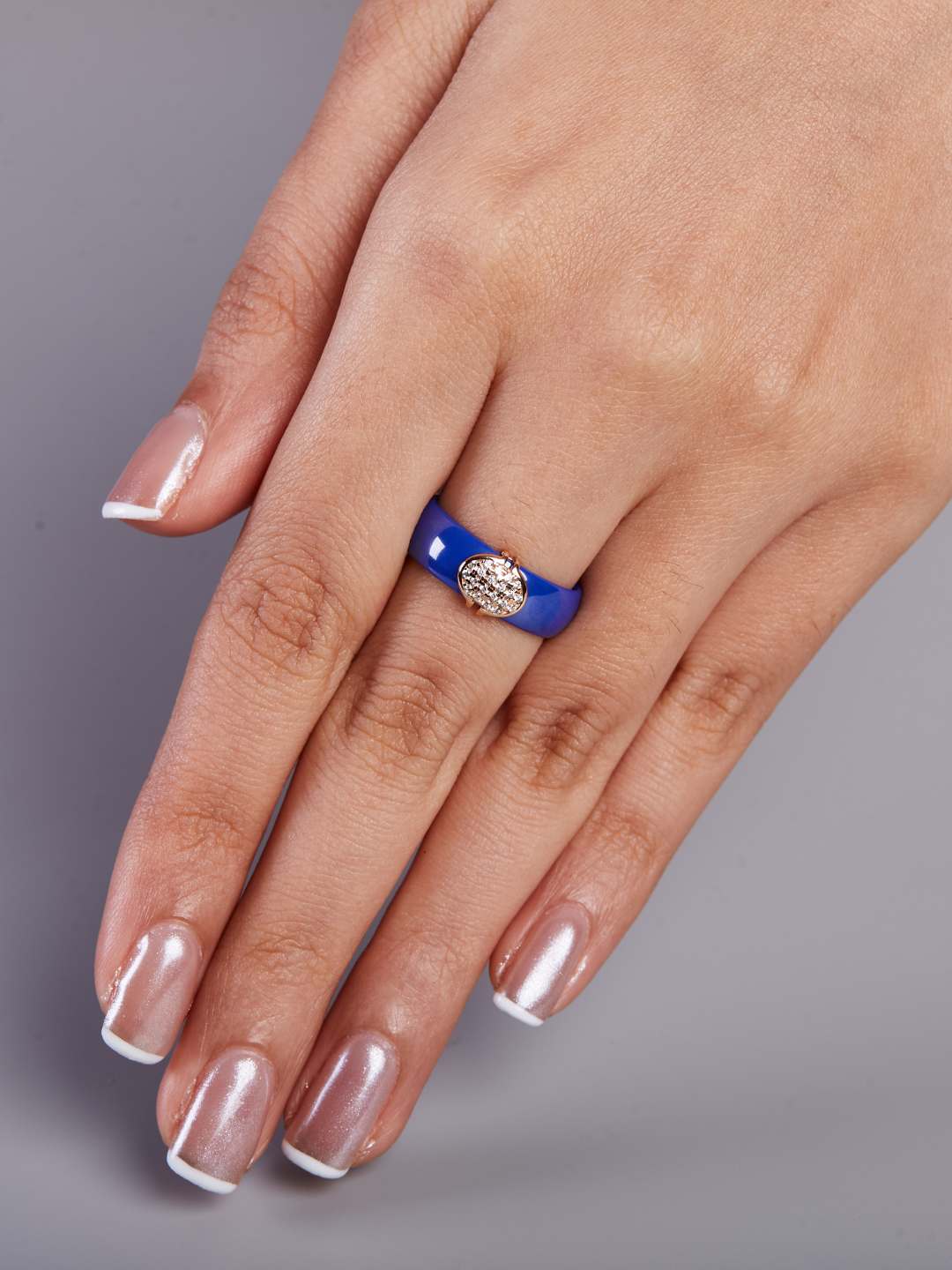 Tansi Jewels Blue Mina Diamond Ceramic Ring