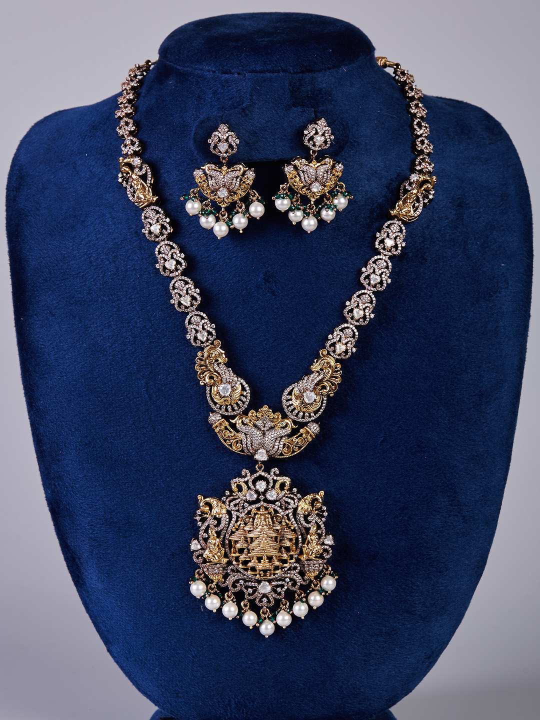 Tansi Jewels Brinda Antique Temple Necklace Set