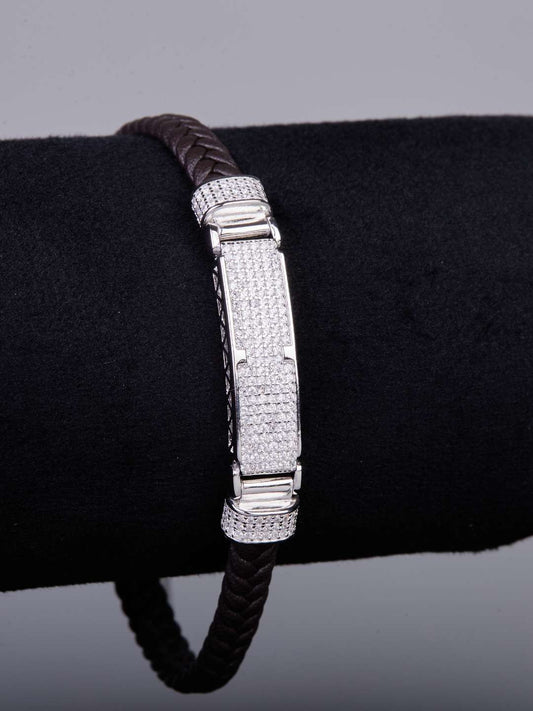 Tansi Jewels Celestial Diamond Men'S Leather Bracelet