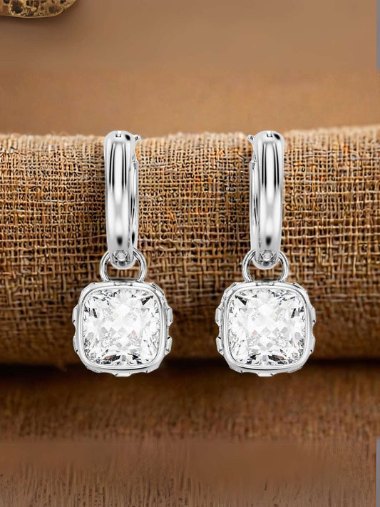 Tansi Jewels Cushion Cut Diamond Hoop Earrings