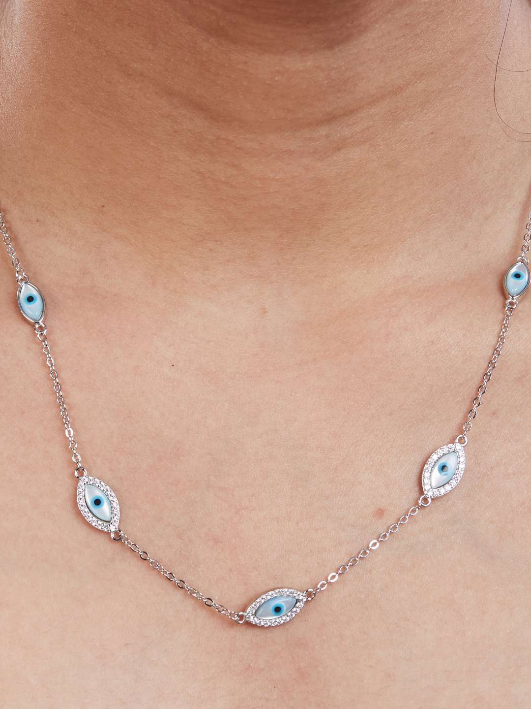 Tansi Jewels Delicate Evil Eye Chain Necklace