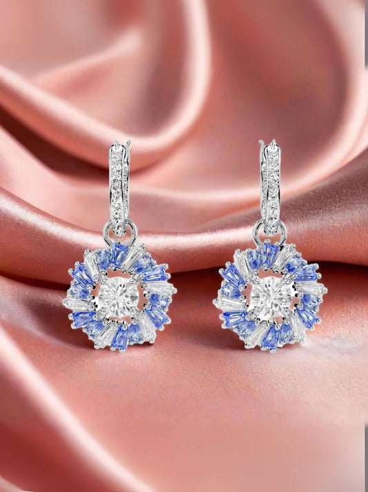 Tansi Jewels Diamond And Sapphire Sunburst Earrings