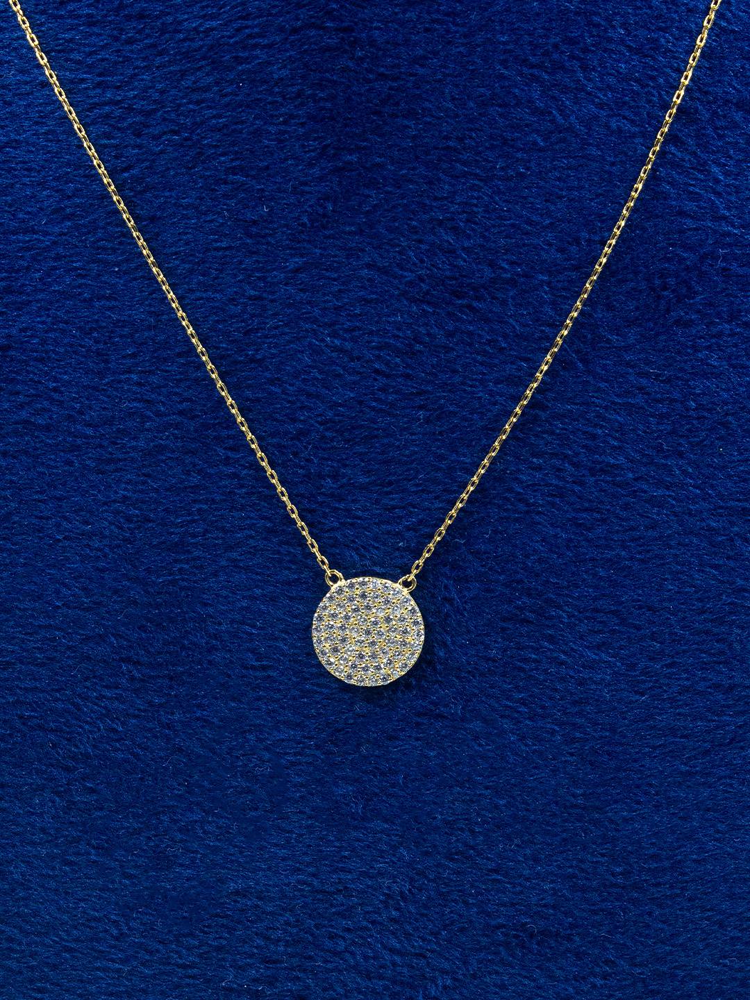 Tansi Jewels Diamond Dotted Disc Pendant Chain