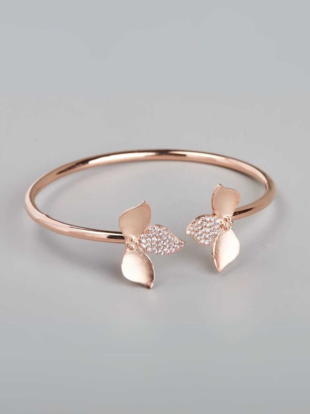 Tansi Jewels Diamond Leaft Silver Rose Gold Bracelet