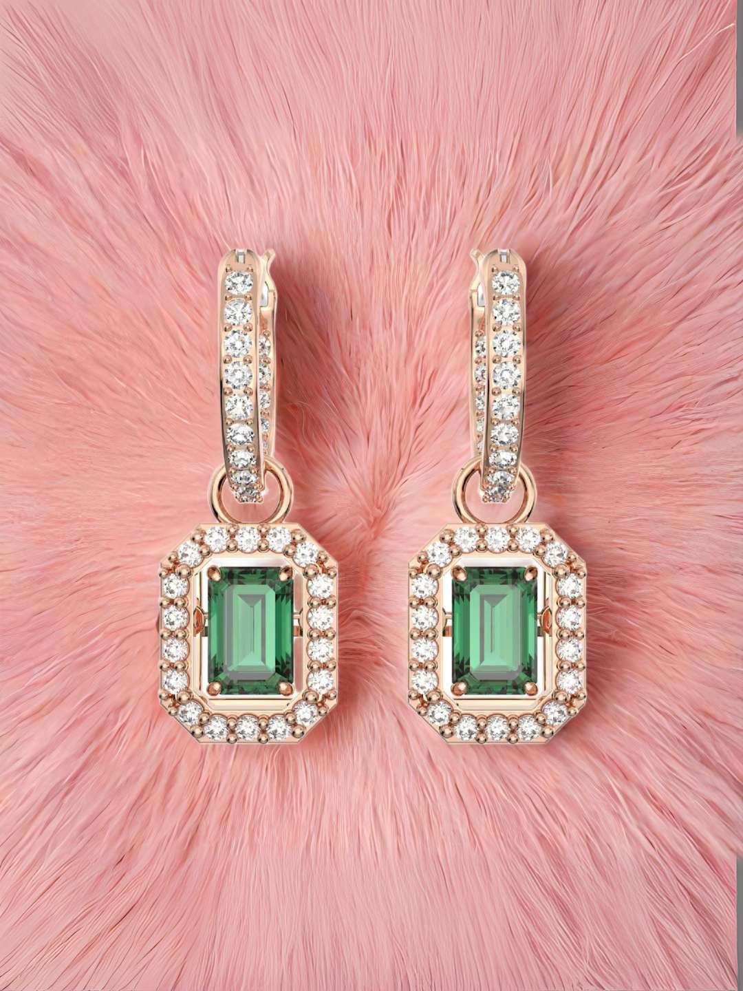 Tansi Jewels Emerald And Diamond Halo Earrings