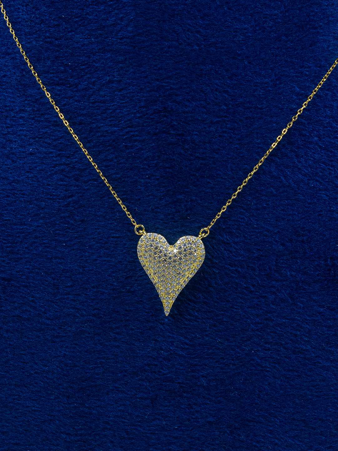 Tansi Jewels Enlongated Heart 18K Gold Plated Sterlign Silver Chain Necklace