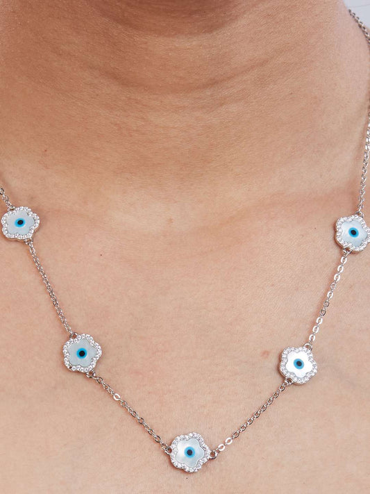 Tansi Jewels Floral Evil Eye Chain Necklace