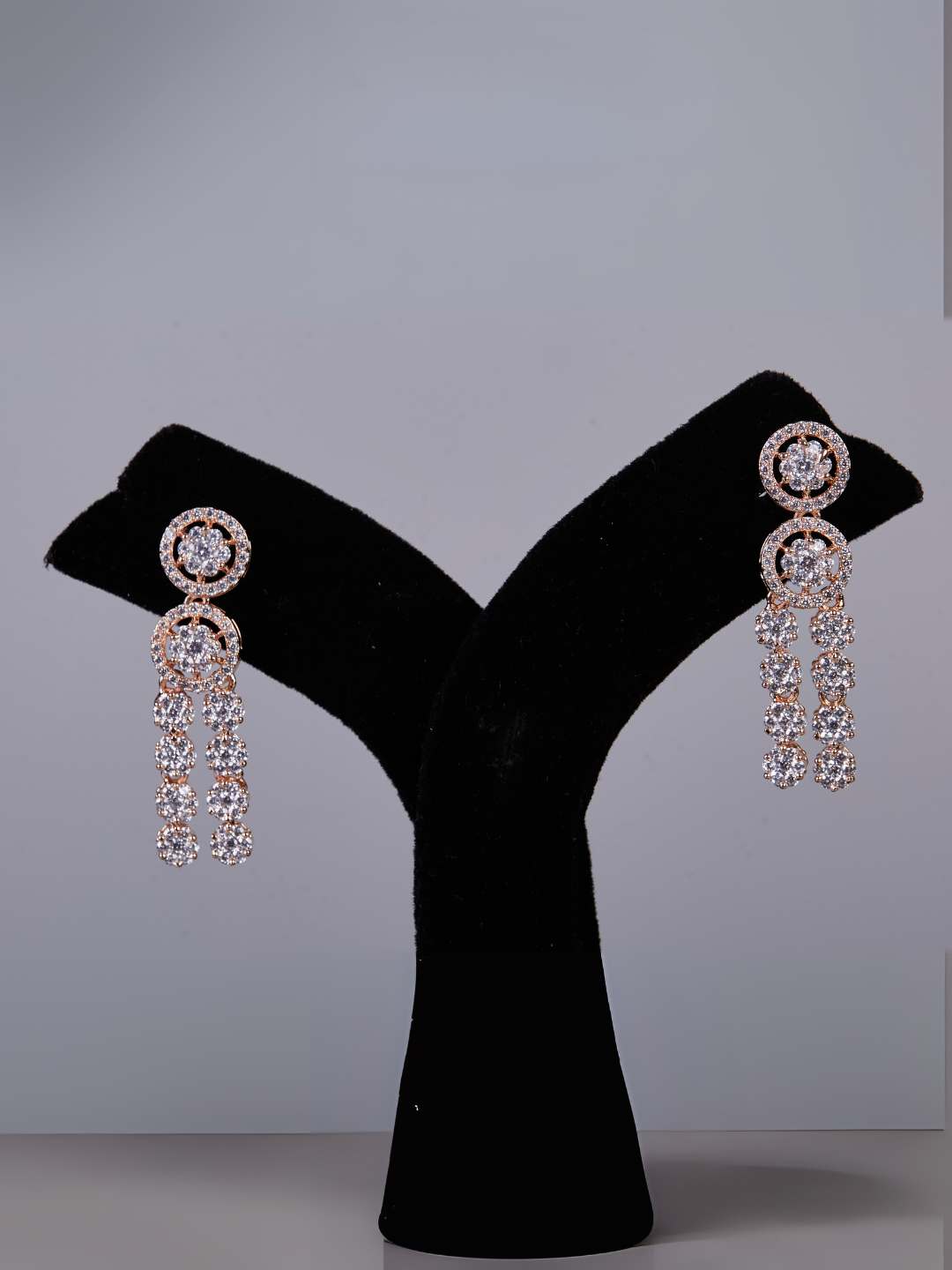 Tansi Jewels Floral Solitaire Rose Gold Diamond Set With Earrings