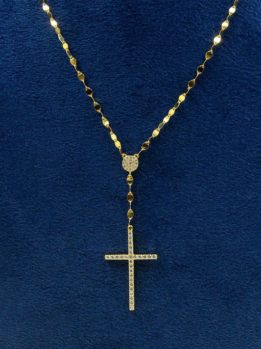 Tansi Jewels Gold Plated Catholic Rosary Pendant Chain