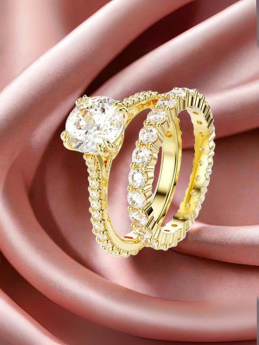 Tansi Jewels Golden Halo Solitaire Diamond Ring