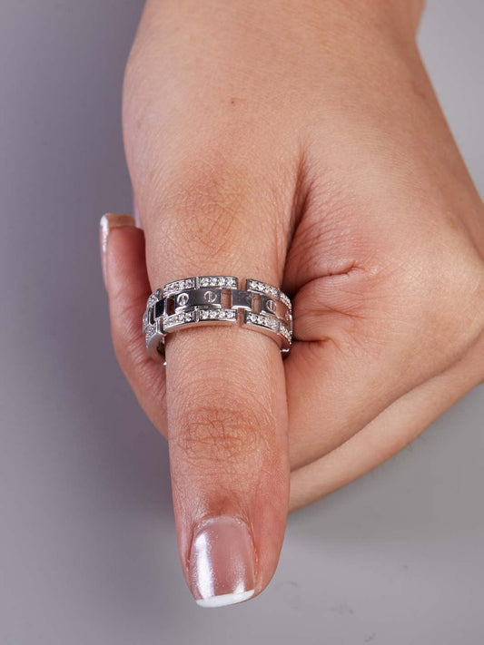 Tansi Jewels Groove Band Silver Ring