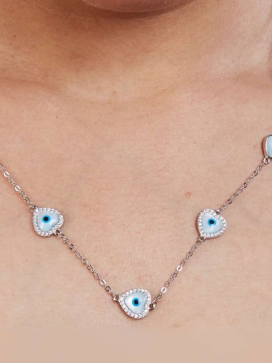 Tansi Jewels Heart- Shaped Evil Eye Chain Necklace