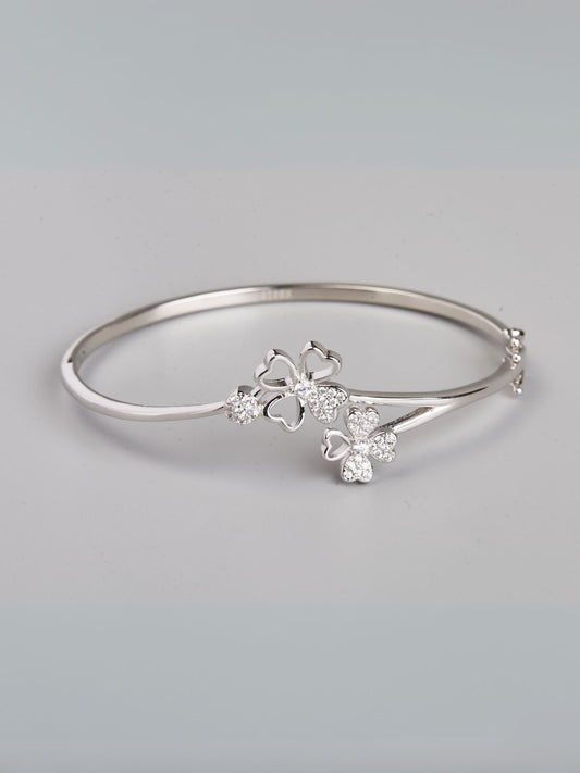 Tansi Jewels Heart Petals Cz Silver Bracelet