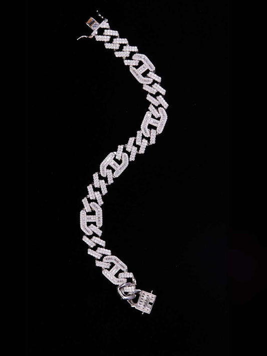 Tansi Jewels Iced-Out Prong Set Cuban Link Men'S Bracelet