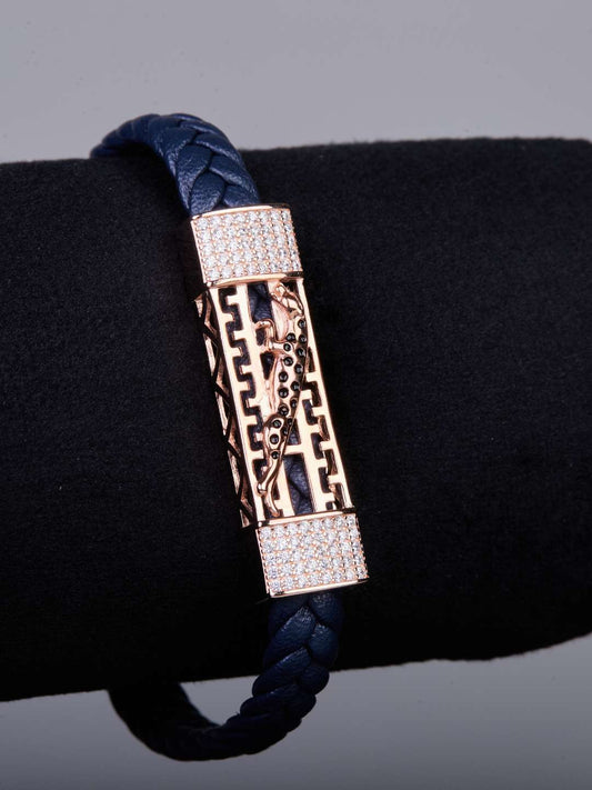 Tansi Jewels Leather Panther Diamond Bracelet