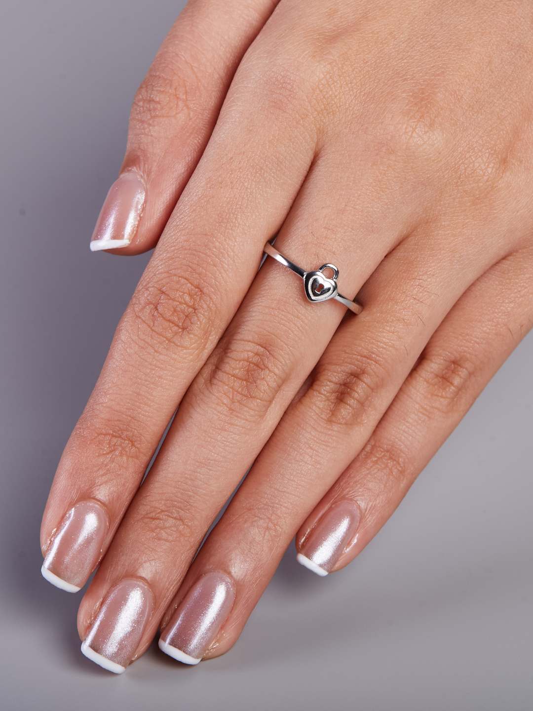 Tansi Jewels Lock Heart Silver Ring