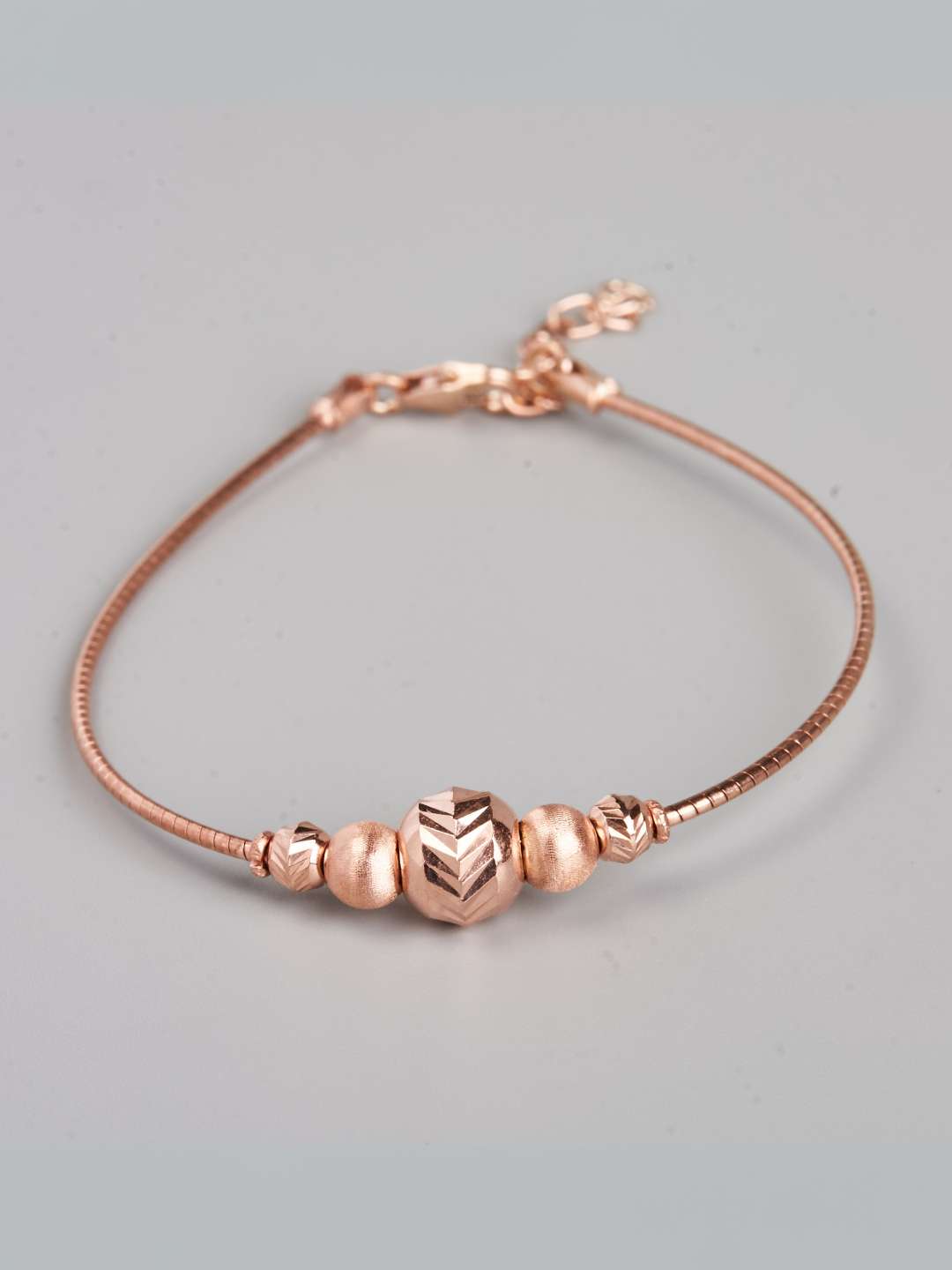 Tansi Jewels Rose Gold Chain Bracelet With Center Bead