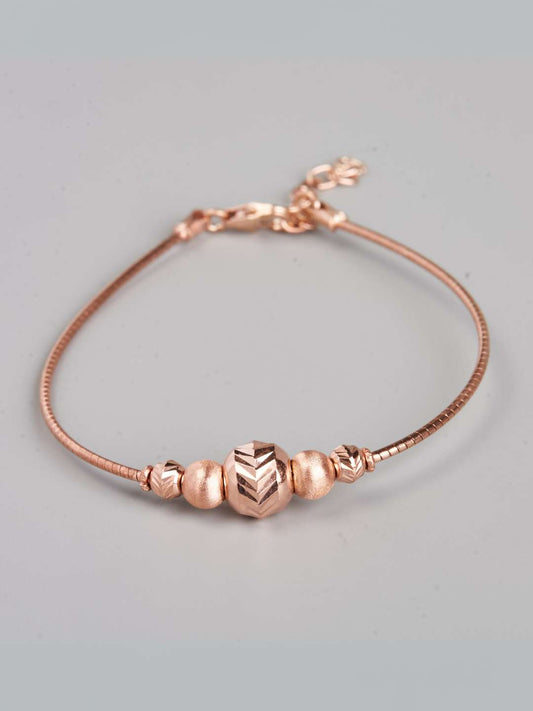 Tansi Jewels Rose Gold Chain Bracelet With Center Bead