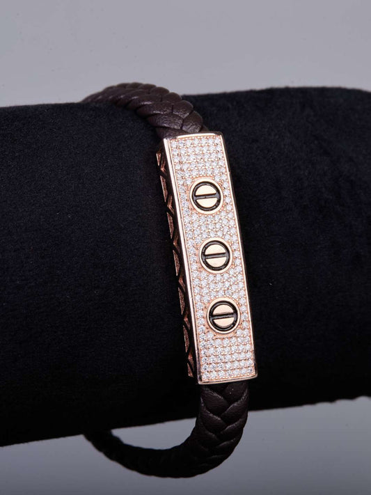 Tansi Jewels Rose Gold Screw Men'S Diamond Bracelet