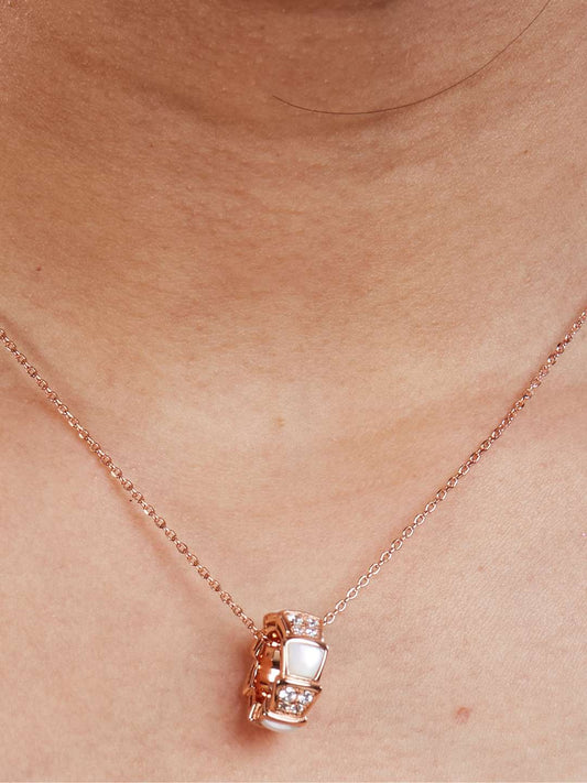 Tansi Jewels Serpendi Inspired Ringlet Rose Gold Plated Sterling Silver Chain Necklace