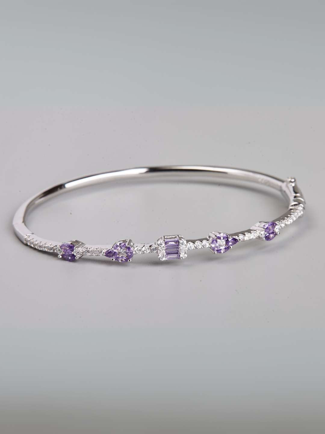 Tansi Jewels Silver Bracelet With Amethyst Accent