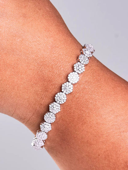 Tansi Jewels Silver Floral Design Tennis Bracelet