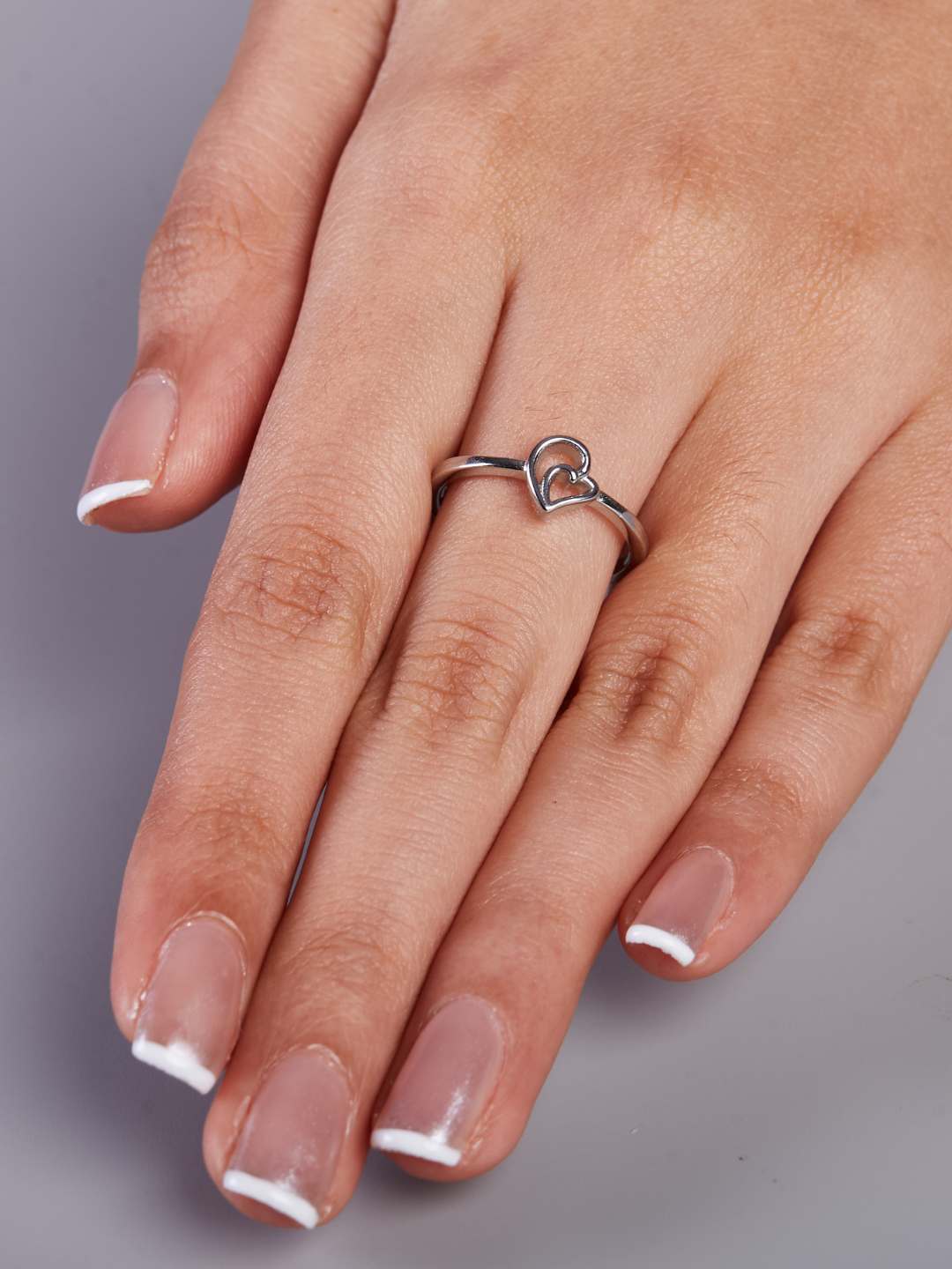 Tansi Jewels Simple Silver Double Heart Ring