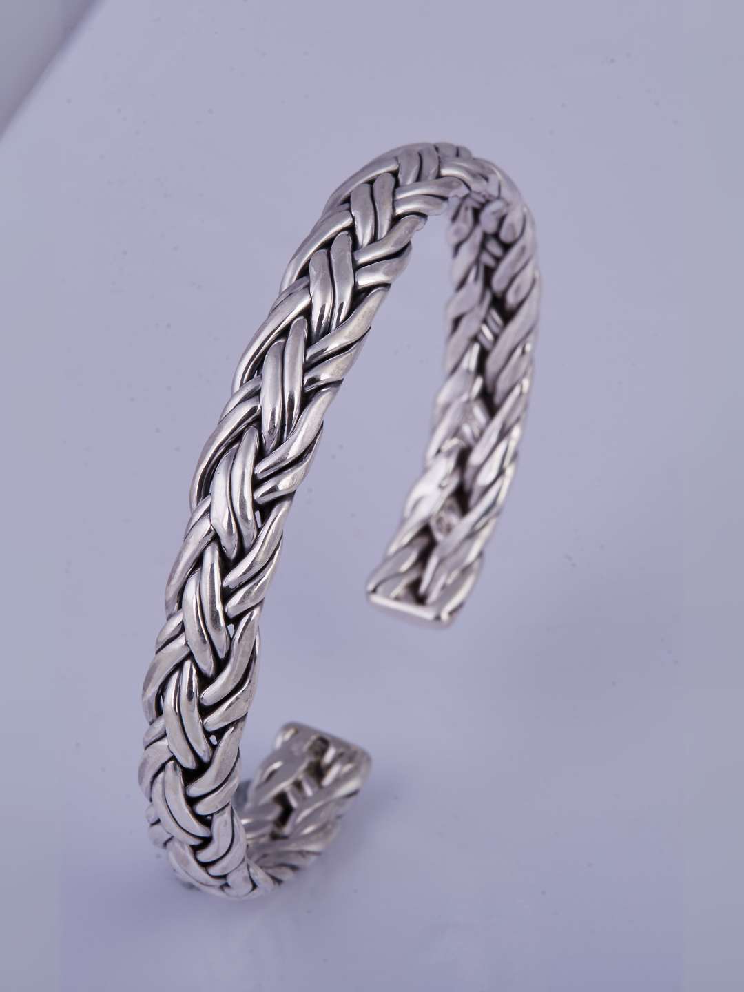 Tansi Jewels Timeless Silver Braided Men'S Kada