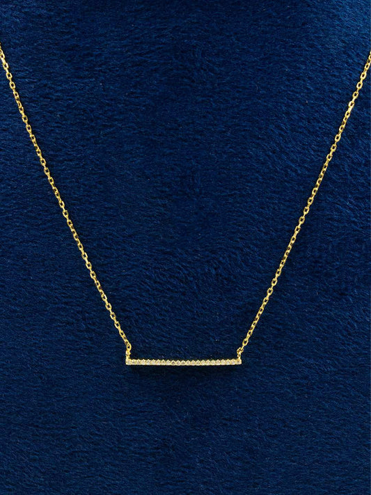 Tansi Jewels Ultra Thin Diamond Bar 18K Gold Plated Sterling Silver Chain Necklace