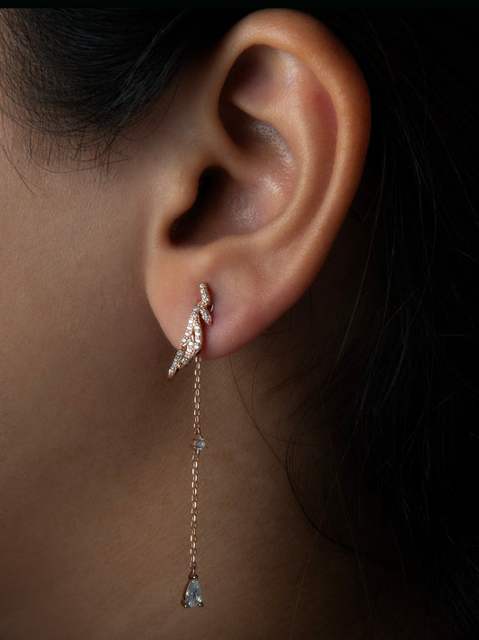 Tansi Jewels Sterling Silver Rose Gold Plated Drop Wings Long Earrings