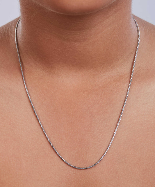 Tansi Jewels Twisted Shiny Rhodium Plated Silver Chain