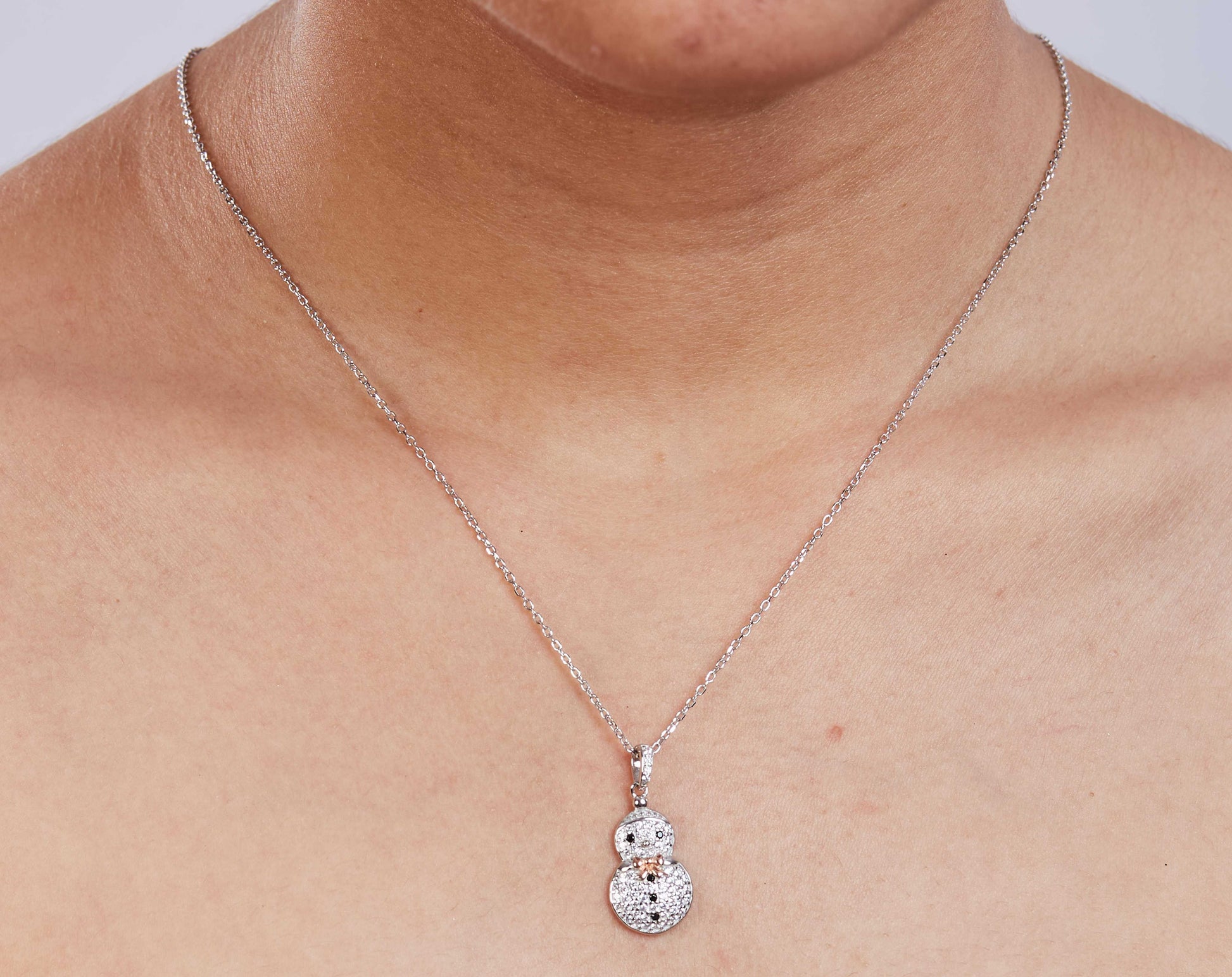Tansi Jewels Zircon Snowman Pendant Chain