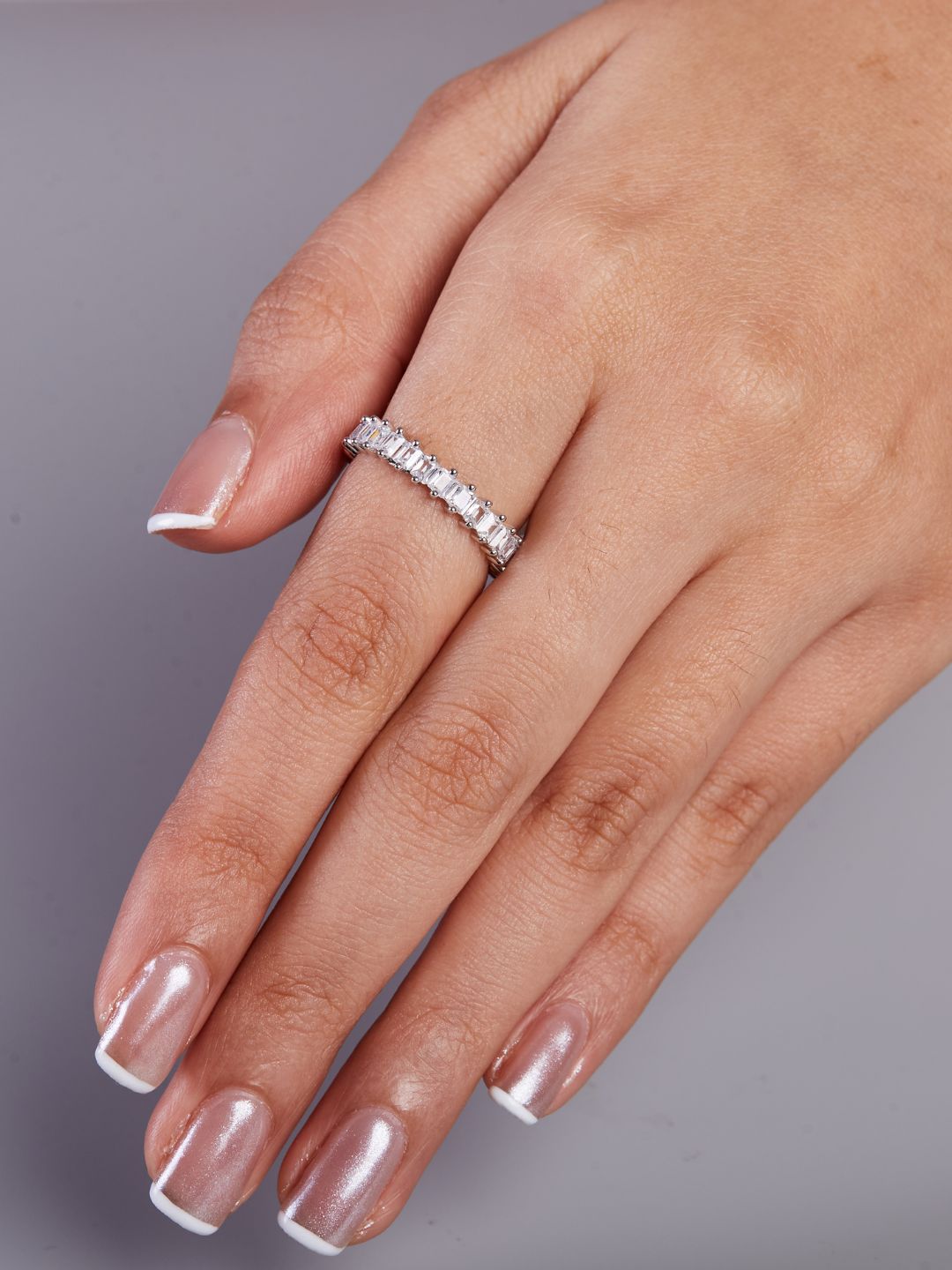 White Silver Zircon Ring